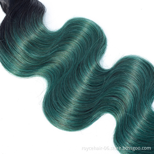 High quality  10A Mink Brazilian Virgin Hair Body Wave  Bundles Ombre Colors Human hair Body wave Curly bundles  1B Green